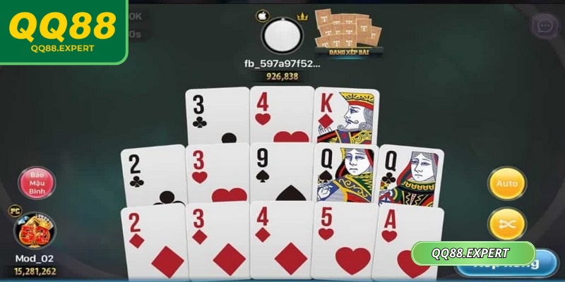 Trải nghiệm thử thách xếp bài Mậu Binh QQ88 chỉ vài thao tác